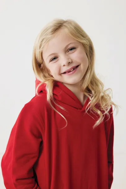 Iqoniq Yengo dječji hoodie od recikliranog pamuka s bičnim džepovima, 280 g/m² - iqoniq Red 