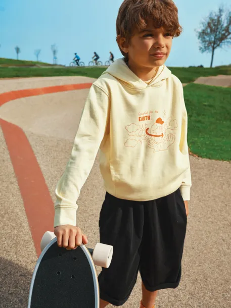 Iqoniq Yengo dječji hoodie od recikliranog pamuka s bičnim džepovima, 280 g/m² - iqoniq cream yellow 
