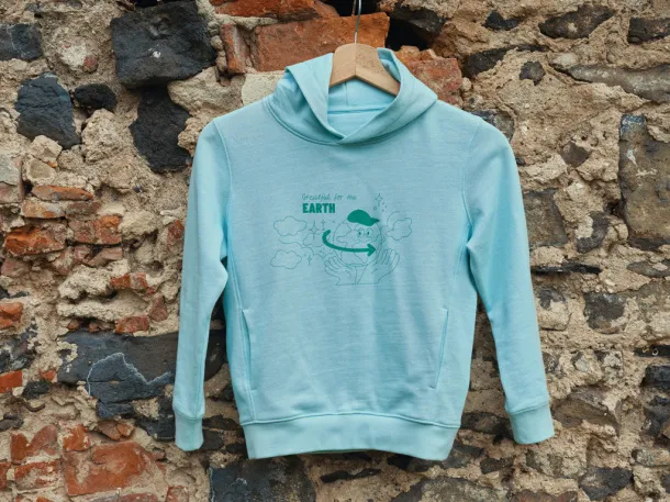 Iqoniq Yengo dječji hoodie od recikliranog pamuka s bičnim džepovima, 280 g/m² - iqoniq crushed mint 