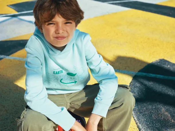 Iqoniq Yengo dječji hoodie od recikliranog pamuka s bičnim džepovima, 280 g/m² - iqoniq crushed mint 