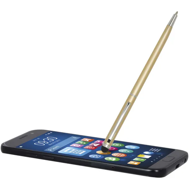 Ore aluminium ballpoint pen with stylus (blue ink) Champagne