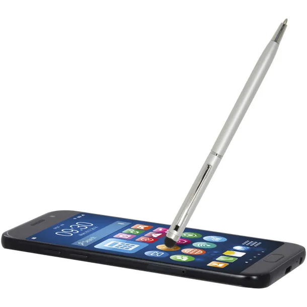 Ore aluminium ballpoint pen with stylus (blue ink) Silver