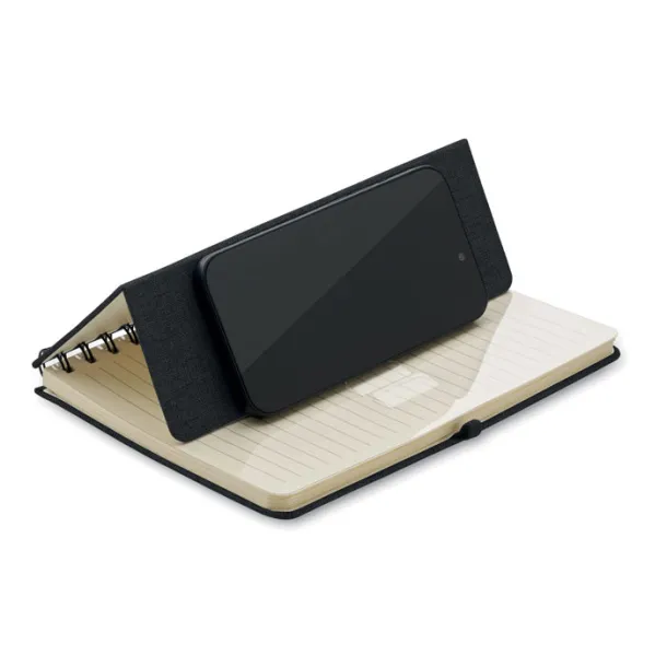 STRATA A5 notebook with phone holder Black