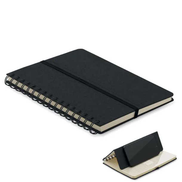 STRATA A5 notebook with phone holder Black