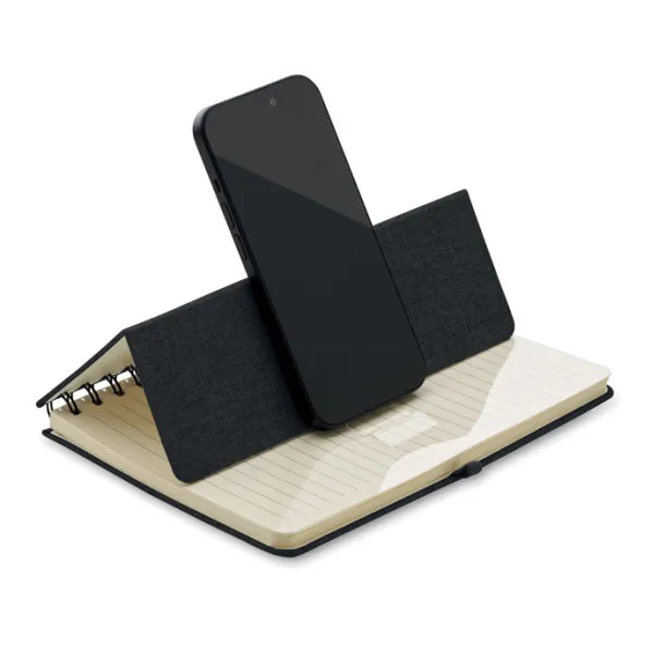 STRATA A5 notebook with phone holder Black