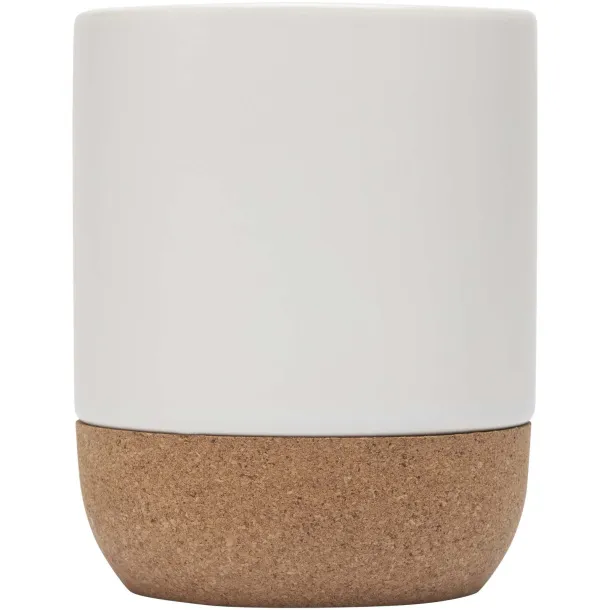 Billie 300 ml ceramic mug with cork details and matt finish White