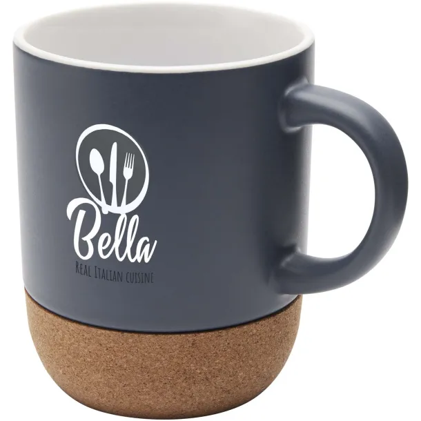 Billie 300 ml ceramic mug with cork details and matt finish Ice blue