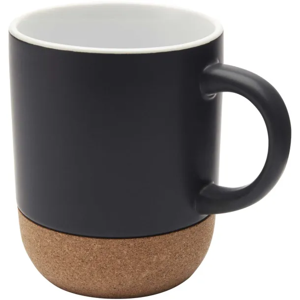 Billie 300 ml ceramic mug with cork details and matt finish Solid black