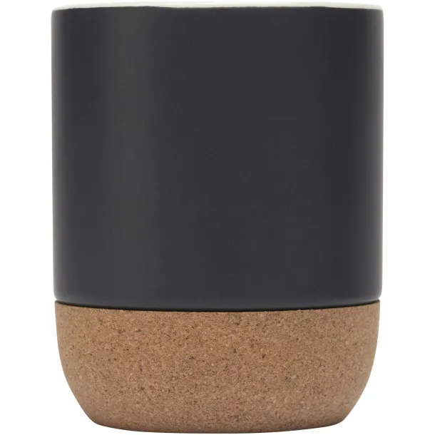 Billie 300 ml ceramic mug with cork details and matt finish Solid black
