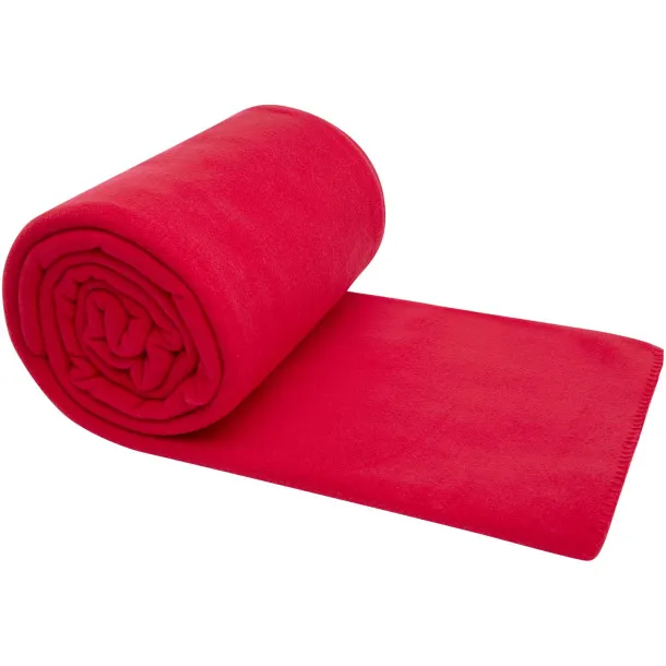 Huggy fleece plaid blanket with carry pouch 220x250 cm Red