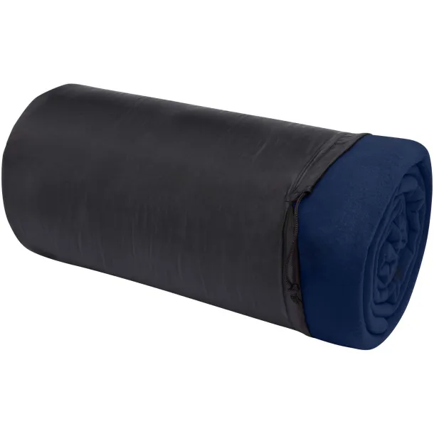 Huggy fleece plaid blanket with carry pouch 220x250 cm Navy Blue