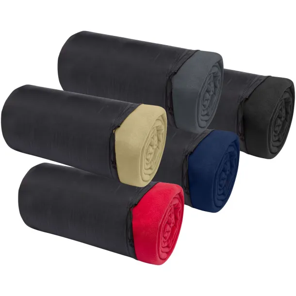 Huggy karirana flis deka s torbom za nošenje, 220x250 cm Solid black