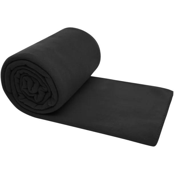 Huggy karirana flis deka s torbom za nošenje, 220x250 cm - 200 g/m² Crna