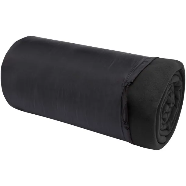 Huggy karirana flis deka s torbom za nošenje, 220x250 cm - 200 g/m² Crna