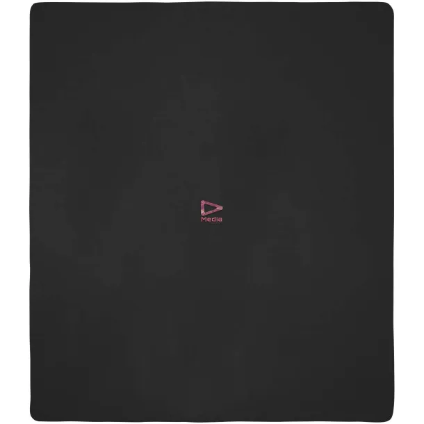 Huggy karirana flis deka s torbom za nošenje, 220x250 cm - 200 g/m² Crna