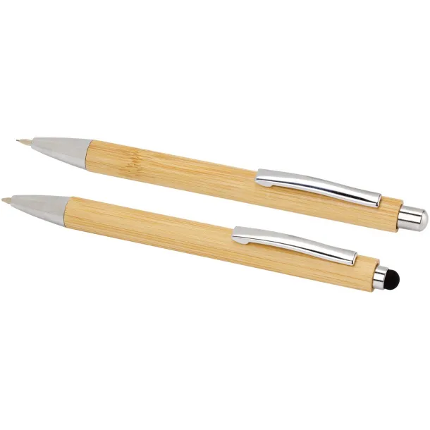 Oblys bamboo ballpoint pen and mechanical pencil set (black ink) Natural