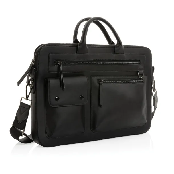  Swiss Peak GRS recycled PU 14" laptop bag - Swiss Peak Black 