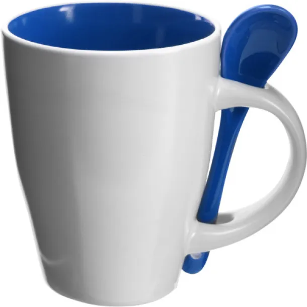  Keramička šalica sa žlicom Eduardo, 300 ml Plava
