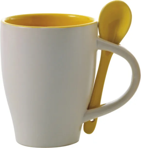 Keramička šalica sa žlicom Eduardo, 300 ml Žuta