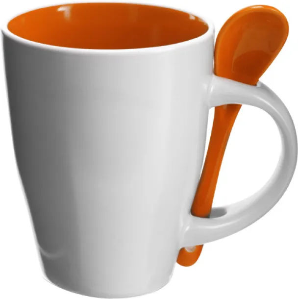  Keramička šalica sa žlicom Eduardo, 300 ml Narančasta
