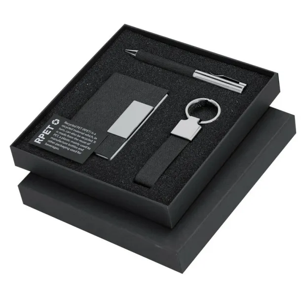Gift set, keyring, credit card holder, ball pen, gift box black  Gift set, keyring, credit card holder, ball pen, gift box black