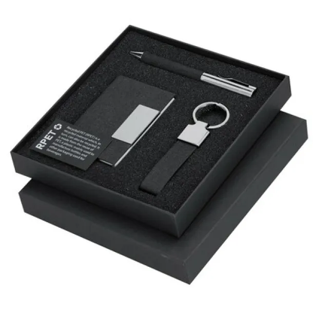 Gift set, keyring, credit card holder, ball pen, gift box black  Gift set, keyring, credit card holder, ball pen, gift box black