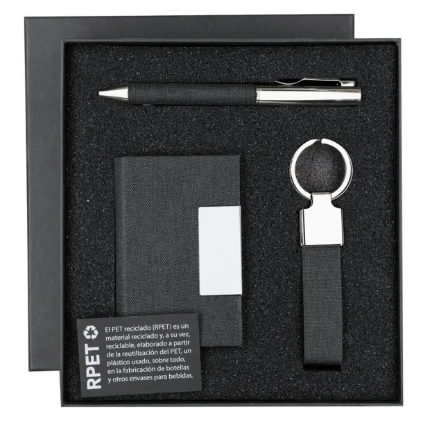 Gift set, keyring, credit card holder, ball pen, gift box black  Gift set, keyring, credit card holder, ball pen, gift box black
