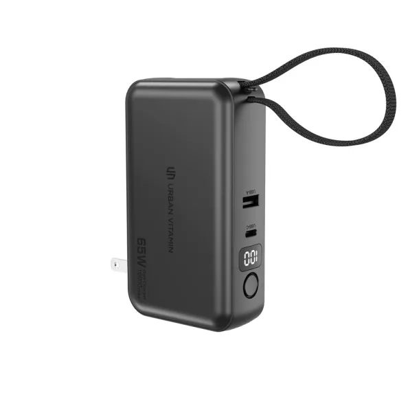Urban Vitamin Eureka hybrid GANcharger 10000mah powerbank65W - Urban Vitamin Black 
