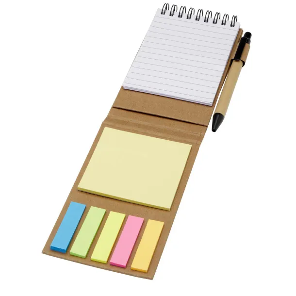FLIPPER sticky notepad with ballpoint pen (black ink) Natural