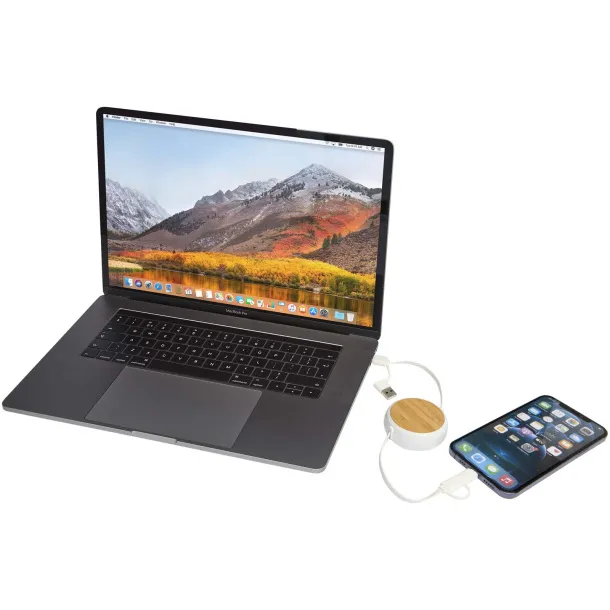 Chechia 5-in-1 recycled plastic 100 cm retractable data sync and 45W fast charge cable White