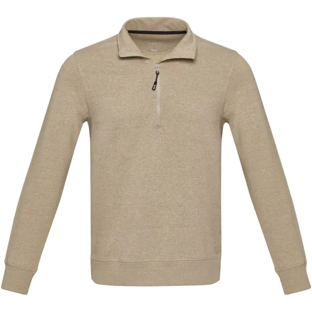 Tin Unisex Aware™ reciklirani pulover s kratkim patentnim zatvaračem - Elevate NXT Oatmeal