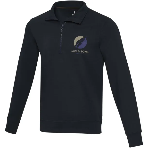 Tin Unisex Aware™ reciklirani pulover s kratkim patentnim zatvaračem, 280 g/m² - Elevate NXT Mornarsko plava