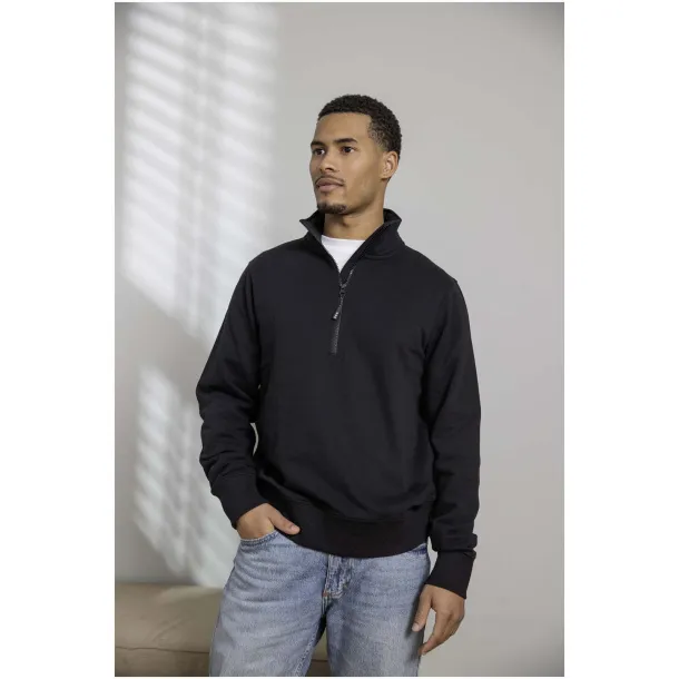 Tin Unisex Aware™ reciklirani pulover s kratkim patentnim zatvaračem, 280 g/m² - Elevate NXT Mornarsko plava
