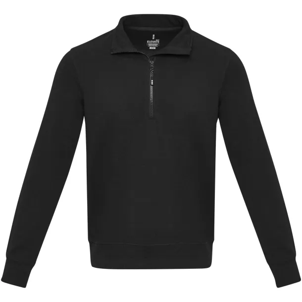 Tin Unisex Aware™ reciklirani pulover s kratkim patentnim zatvaračem, 280 g/m² - Elevate NXT Crna