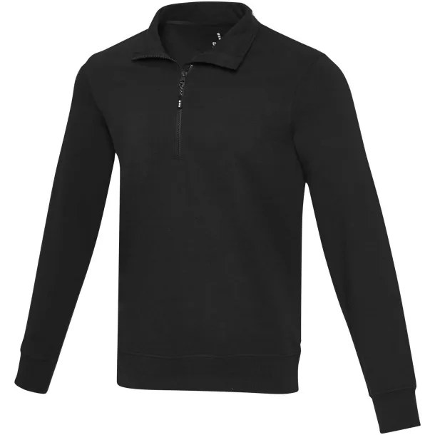 Tin Unisex Aware™ reciklirani pulover s kratkim patentnim zatvaračem, 280 g/m² - Elevate NXT Crna