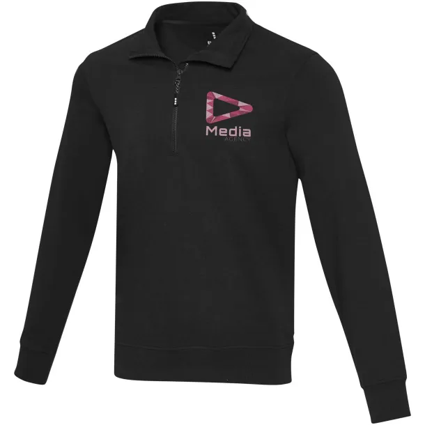 Tin Unisex Aware™ reciklirani pulover s kratkim patentnim zatvaračem - Elevate NXT Solid black