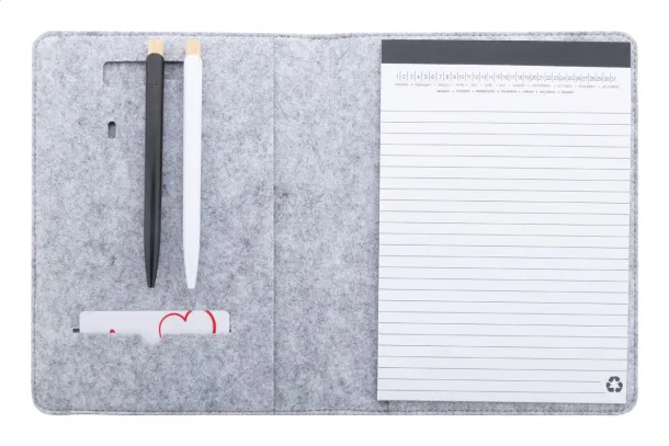 Refelt Meet notes mapa od RPET filca, A5 Siva