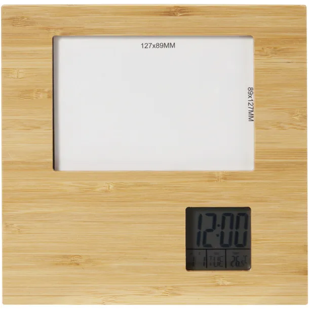 Sasa bamboo photo frame with thermometer Natural