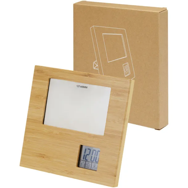 Sasa bamboo photo frame with thermometer Natural