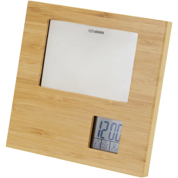 Sasa bamboo photo frame with thermometer Natural