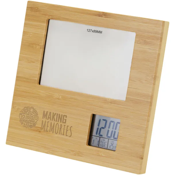 Sasa bamboo photo frame with thermometer Natural