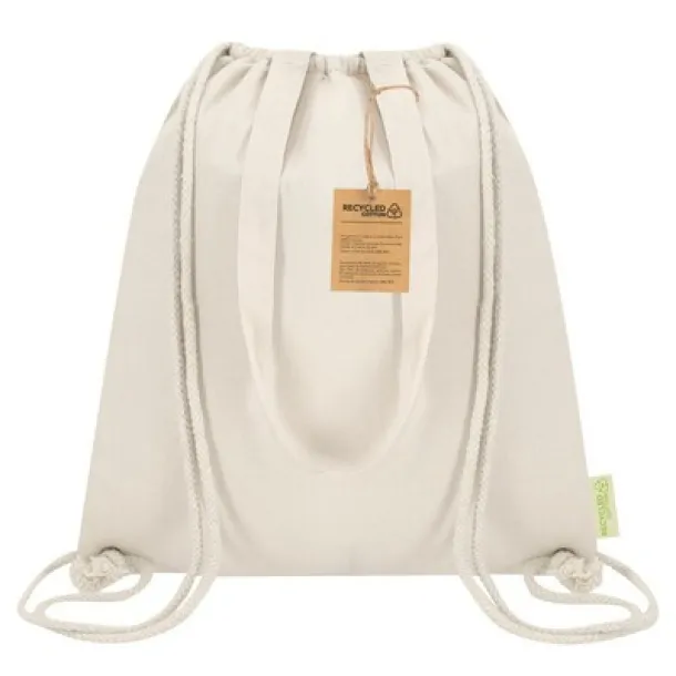  Recycled cotton drawstring bag beige