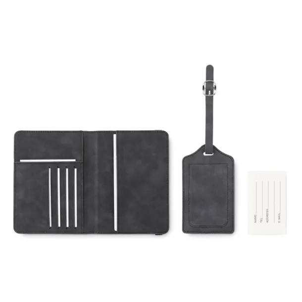 JETTAG Passport and luggage tag set stone grey