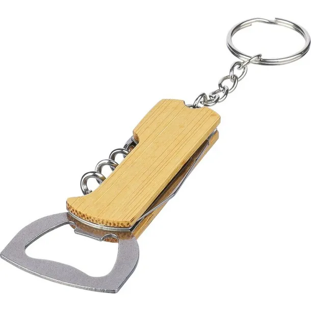  Bamboo keyring 3 in 1, brown