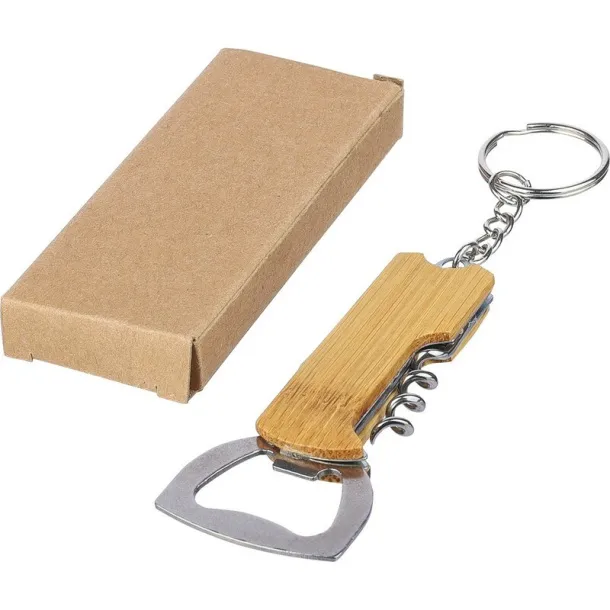  Bamboo keyring 3 in 1, brown