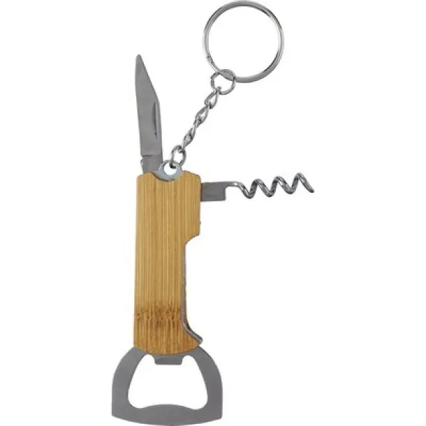  Bamboo keyring 3 in 1, brown