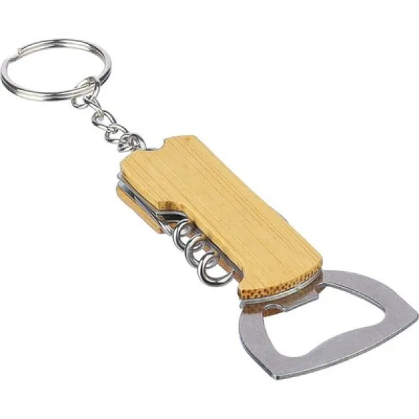  Bamboo keyring 3 in 1, brown