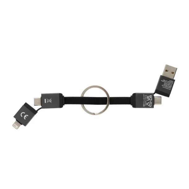 Terra kabel za brzo punjenje 4u1 od recikliranog aluminija 60W - XD Xclusive Siva 