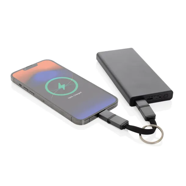 Terra kabel za brzo punjenje 4u1 od recikliranog aluminija 60W - XD Xclusive Siva 