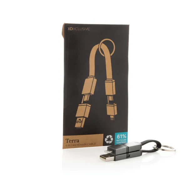 Terra kabel za brzo punjenje 4u1 od recikliranog aluminija 60W - XD Xclusive Siva 